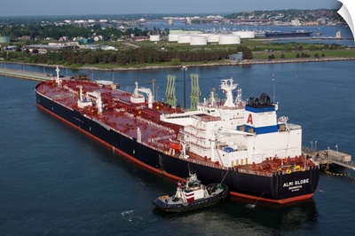 Oil Tanker Almi Globe At Port of Portland, South Portland, Maine - Aerial Photograph