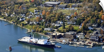 "State of Maine" At The Pier Of Maine Maritime Academy, USA - Aerial Photograph