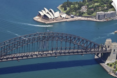 Sydney Harbour Bridge, Sydney Opera House, Australia - Aerial Photograph