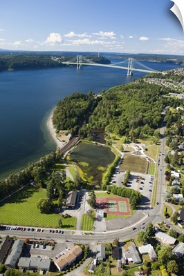 Titlow Park and Tacoma Narrows Bridge, Tacoma, WA, USA - Aerial Photograph