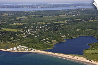 Tunipus Pond And South Shore Beach, Little Compton - Aerial Photograph
