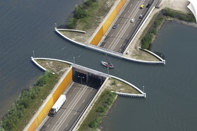 Veluwemeer Aquaduct, Harderwijk, Netherlands - Aerial Photograph