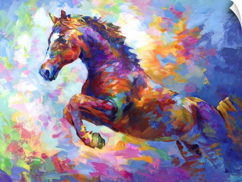 Contemporary painting of a vibrant and colorful horse.