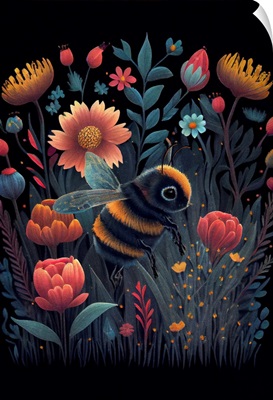 Bumblebee And Colorful Flowers