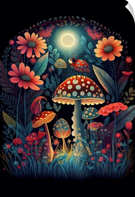 Ladybug On Mushroom