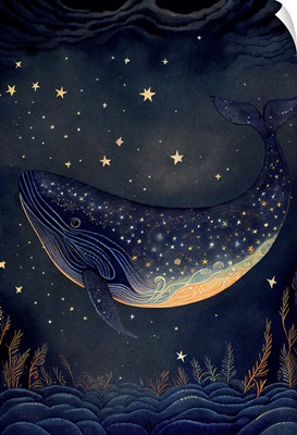 Whale In Night Sky With Stars
