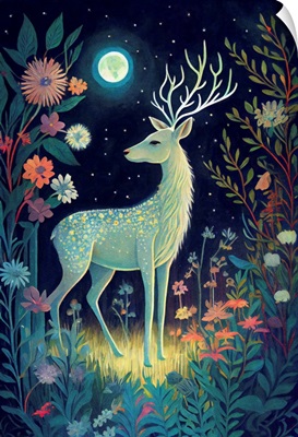 White Stag Looking At Stars