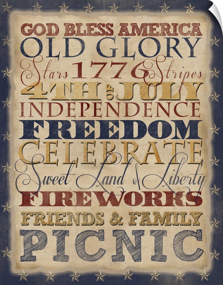 Typography artwork with a patriotic United States theme.