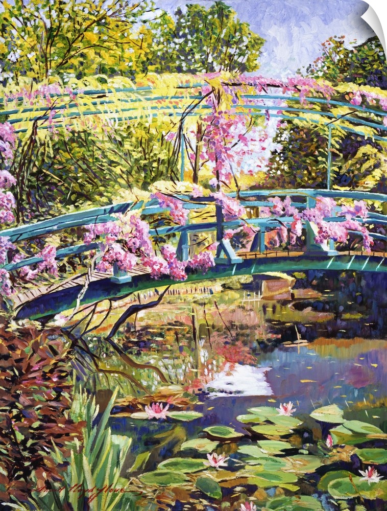 The restored garden and lake of the gardens designed by Claude Monet. Located in Giverny, France.  The Japanese footbridge...