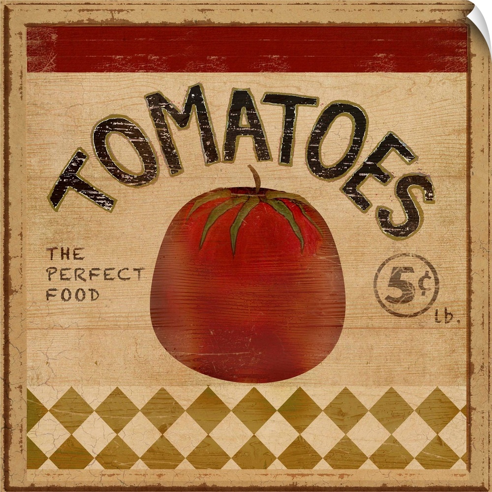 A rustic sign for juicy tomatoes.