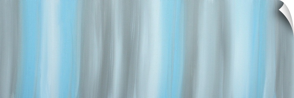 Contemporary abstract panoramic painting of vertical stripes in neutral colors.