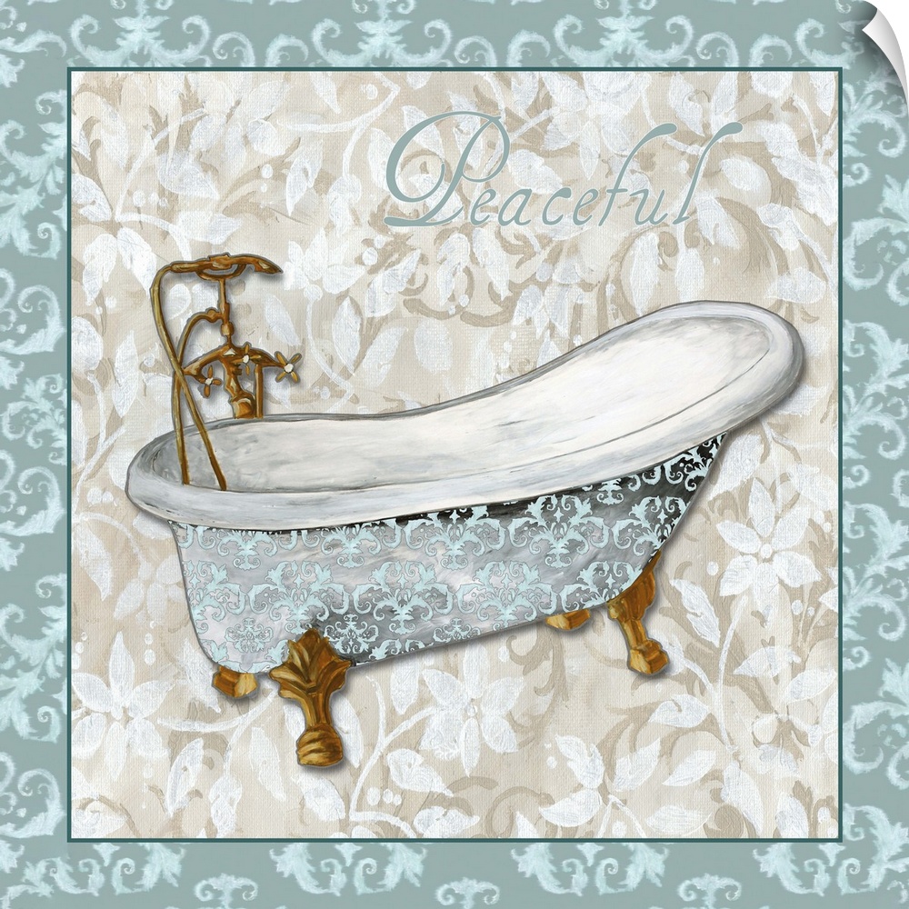 Bath Tub with blue tile border