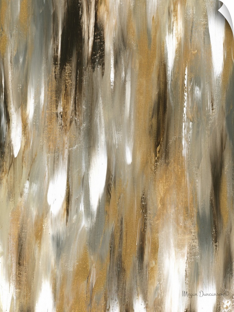 A contemporary abstract painting that has a variety of brown and gold tones along with a little bit of grays and white. Th...