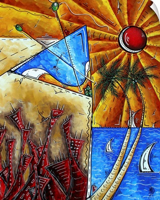 Ocean View - Contemporary Coastal Sailboat Painting
