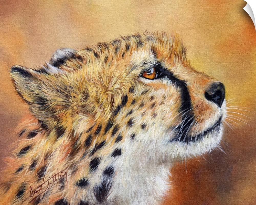 Contemporary painting of a cheetah looking proud and majestic.