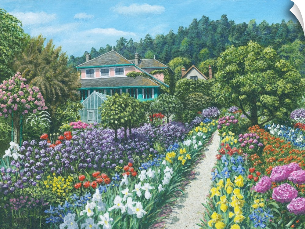 Contemporary artwork of a flower filled garden.