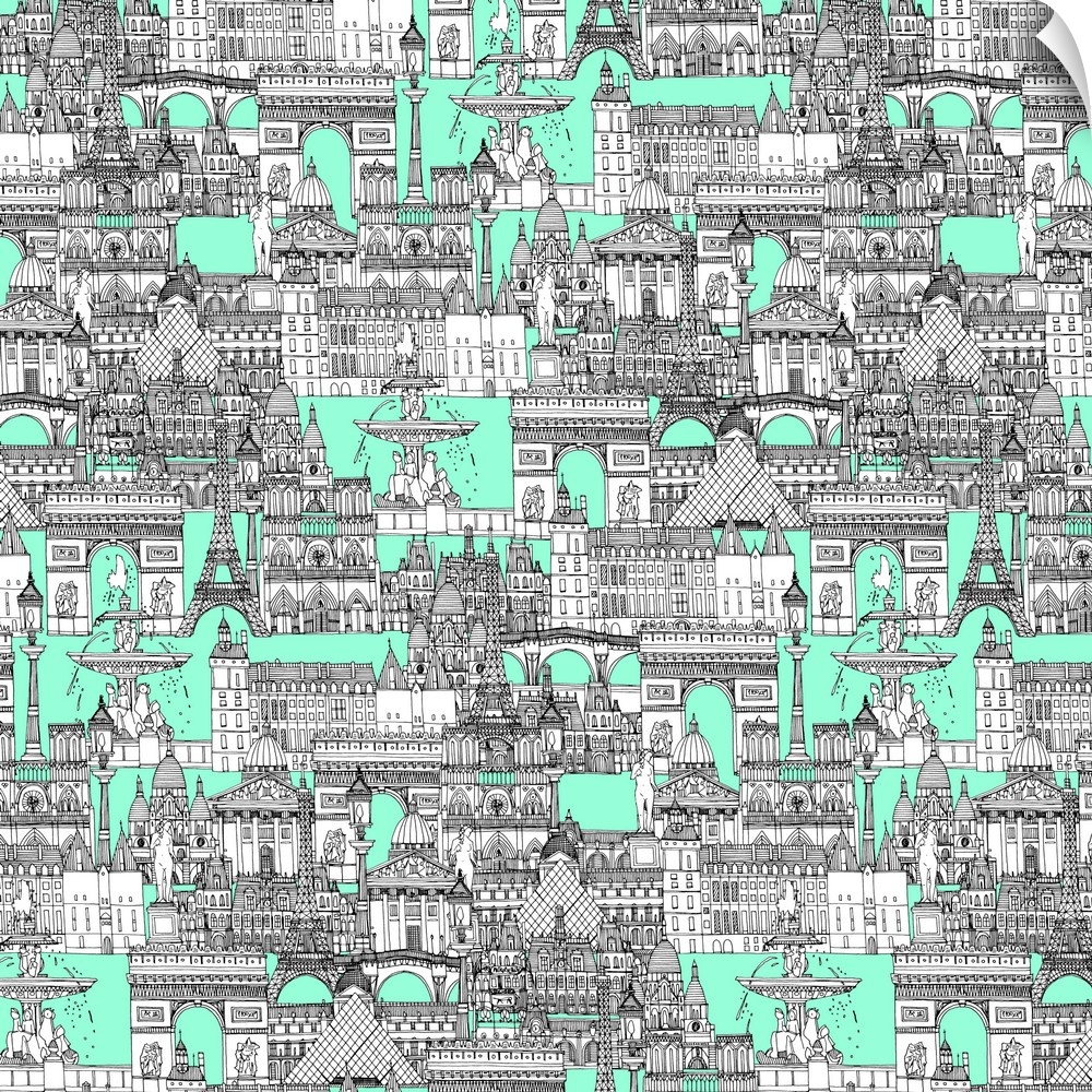 ILLUSTRATED PARIS TOILE DE JOUY (ALSO AVAILABLE AS A REPEATING PATTERN AND IN OTHER COLOURS)