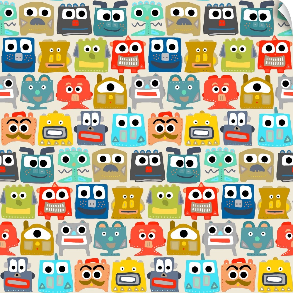 repeating pattern ~ cute little robots