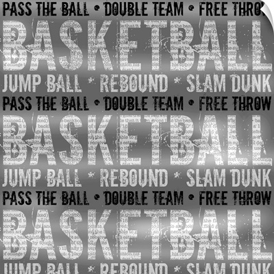 Basketball Typography Art - black and white