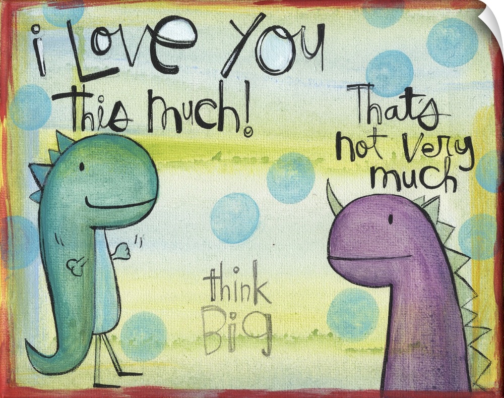 Cute illustration of two dinosaurs in love.