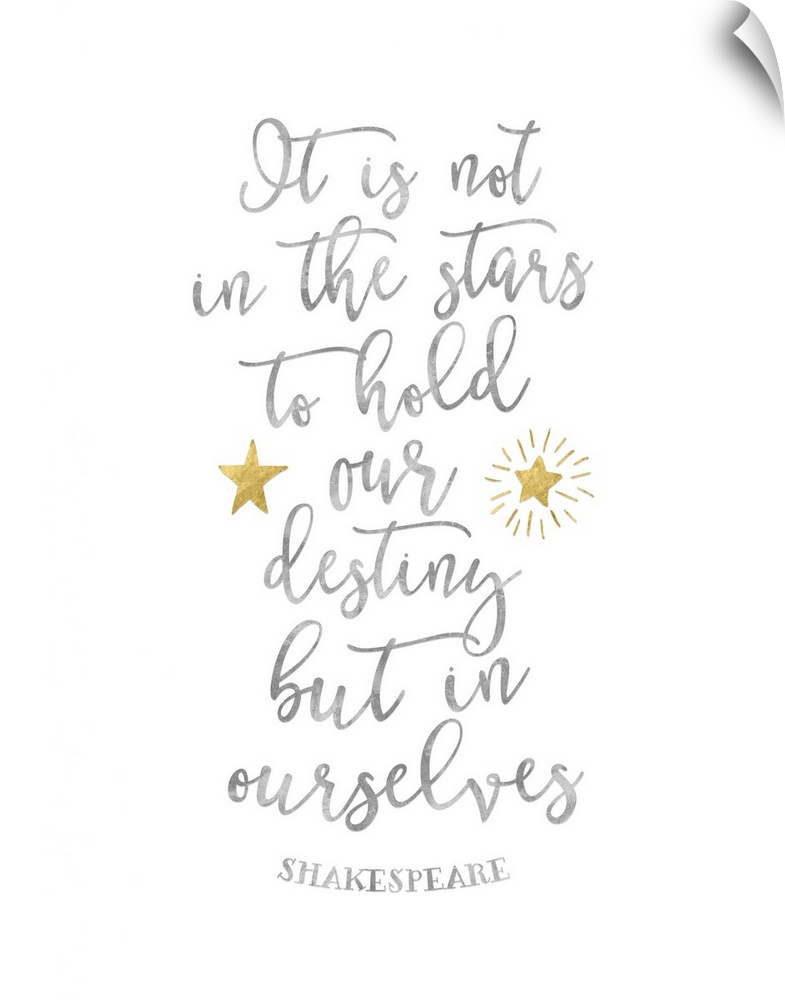 "It is Not in The Stars To Hold Our Destiny But in ourselves" Shakespeare