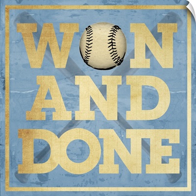 Won and Done Typography Art - Blue
