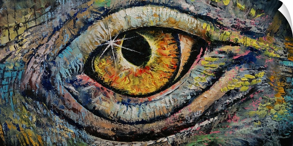 A contemporary painting of a close-up of a dragon's eye.