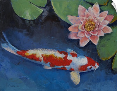 Koi and Pink Water Lily