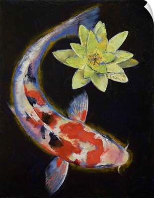 Koi with Yellow Water Lily