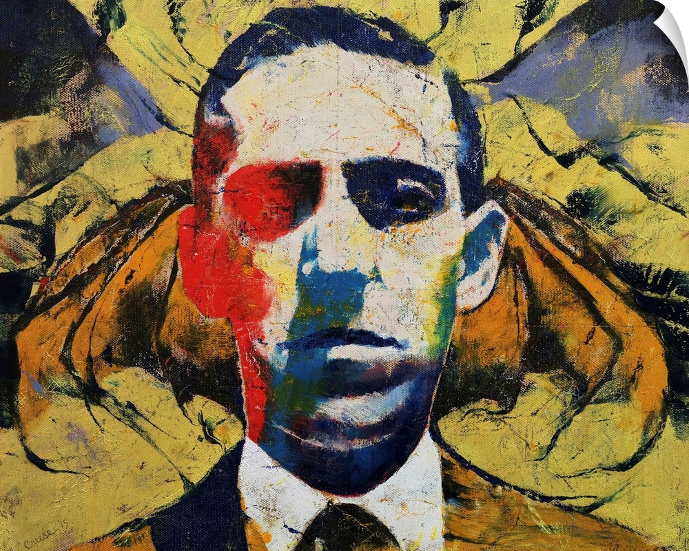 A contemporary painting of the horror science fiction author H.P. Lovecraft.