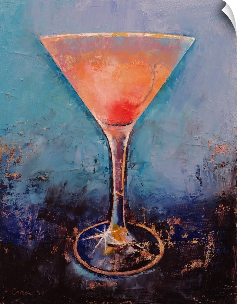 A contemporary painting of a pink cocktail.