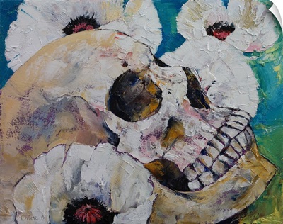 Skull with White Poppies