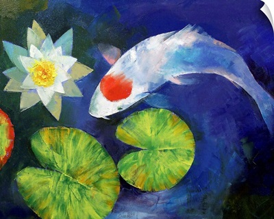 Tancho Koi and Water Lily