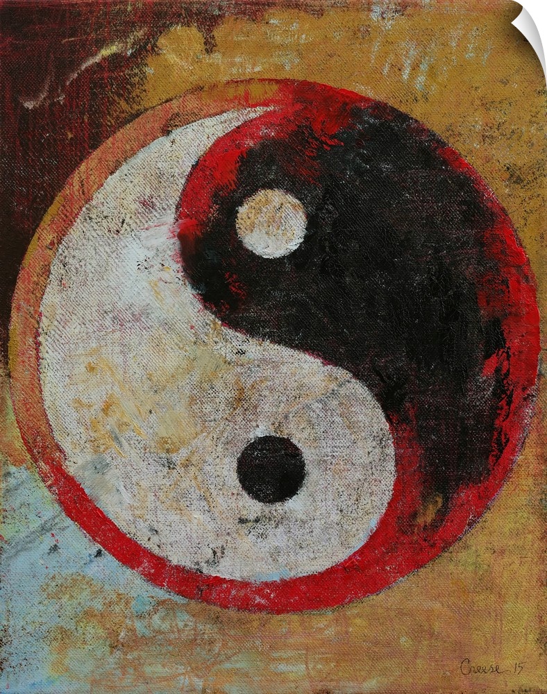 A contemporary painting of a yin yang.
