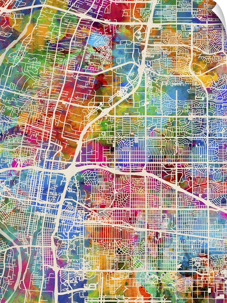 Contemporary colorful city street map of Albuquerque.