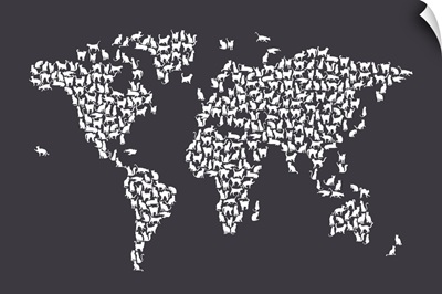 Cats Map of the World, Dark Grey