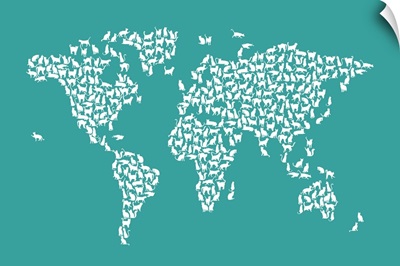 Cats Map of the World, Teal