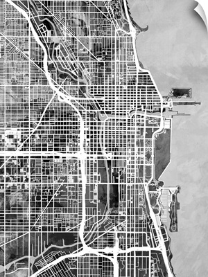Chicago City Street Map, Black and White