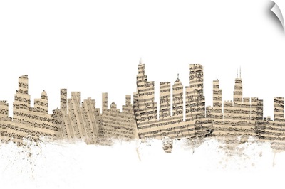 Chicago Illinois Skyline Sheet Music Cityscape