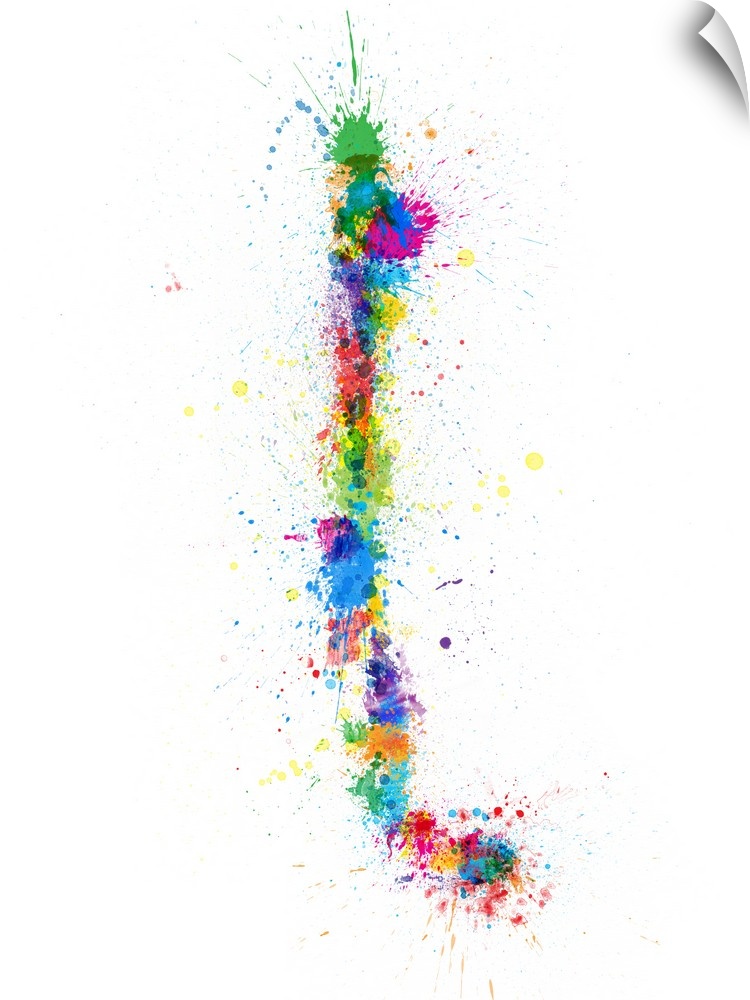 Paint splashes map of Chile