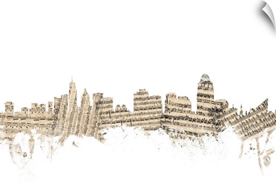 Cincinnati Ohio Skyline Sheet Music Cityscape