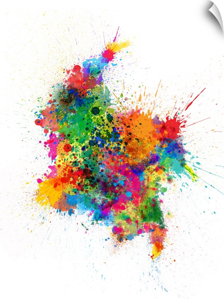 A paint splashes map of Colombia