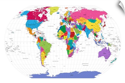 Colored art map of the world