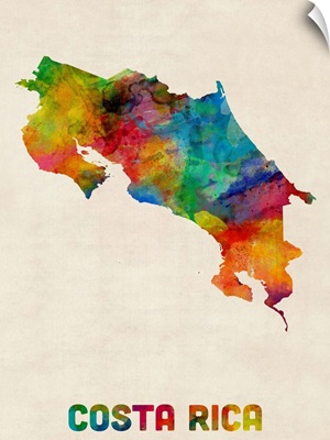 Costa Rica Watercolor Map