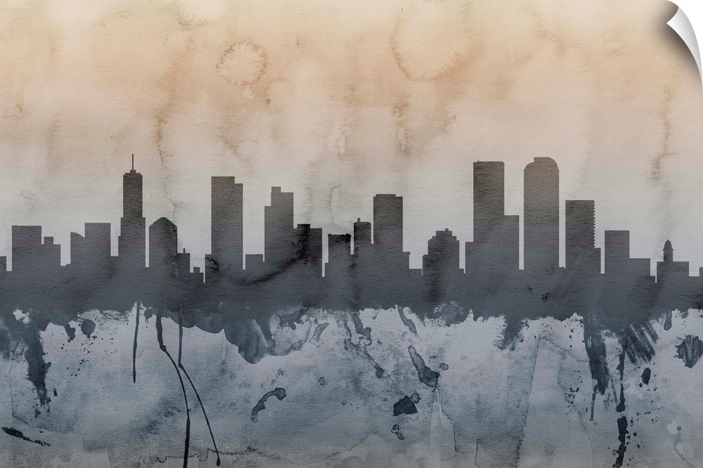 Watercolor art print of the skyline of Denver, Colorado, United States