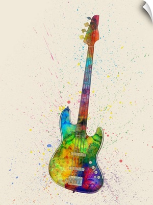 Electric Bass Guitar Abstract Watercolor