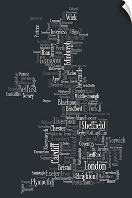 Great Britain UK City Text Map