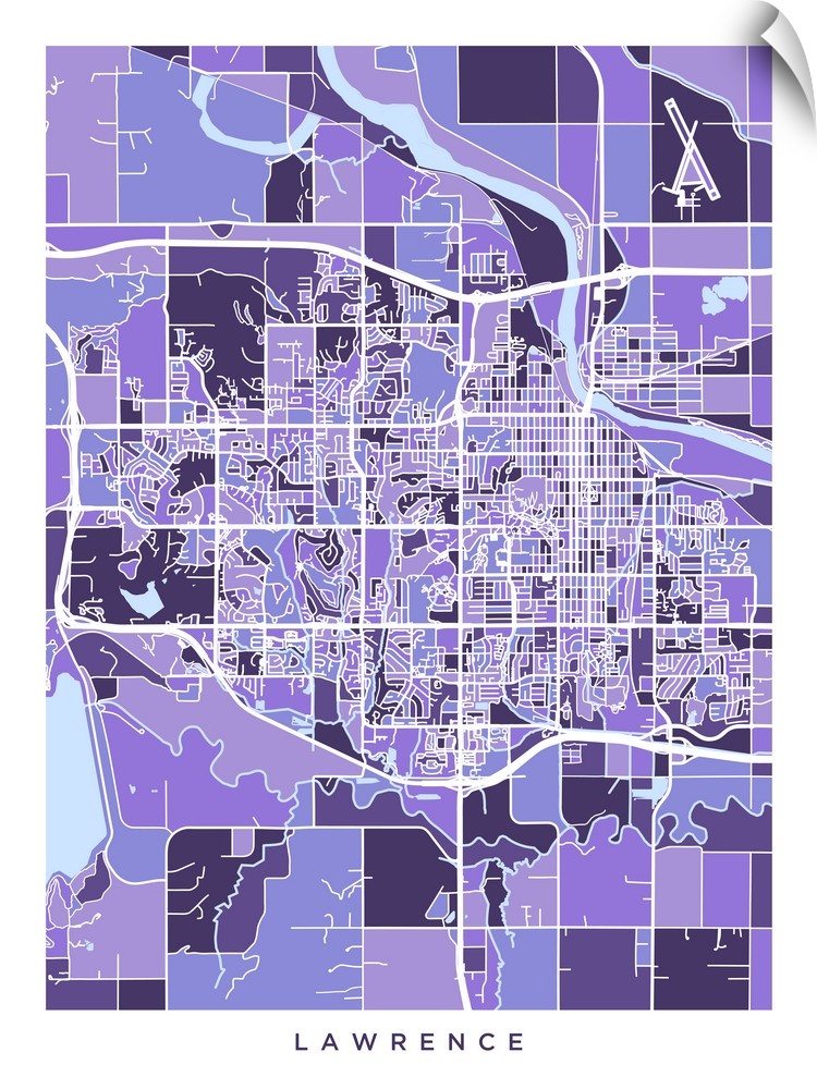 City map of Lawrence, Kansas, United States