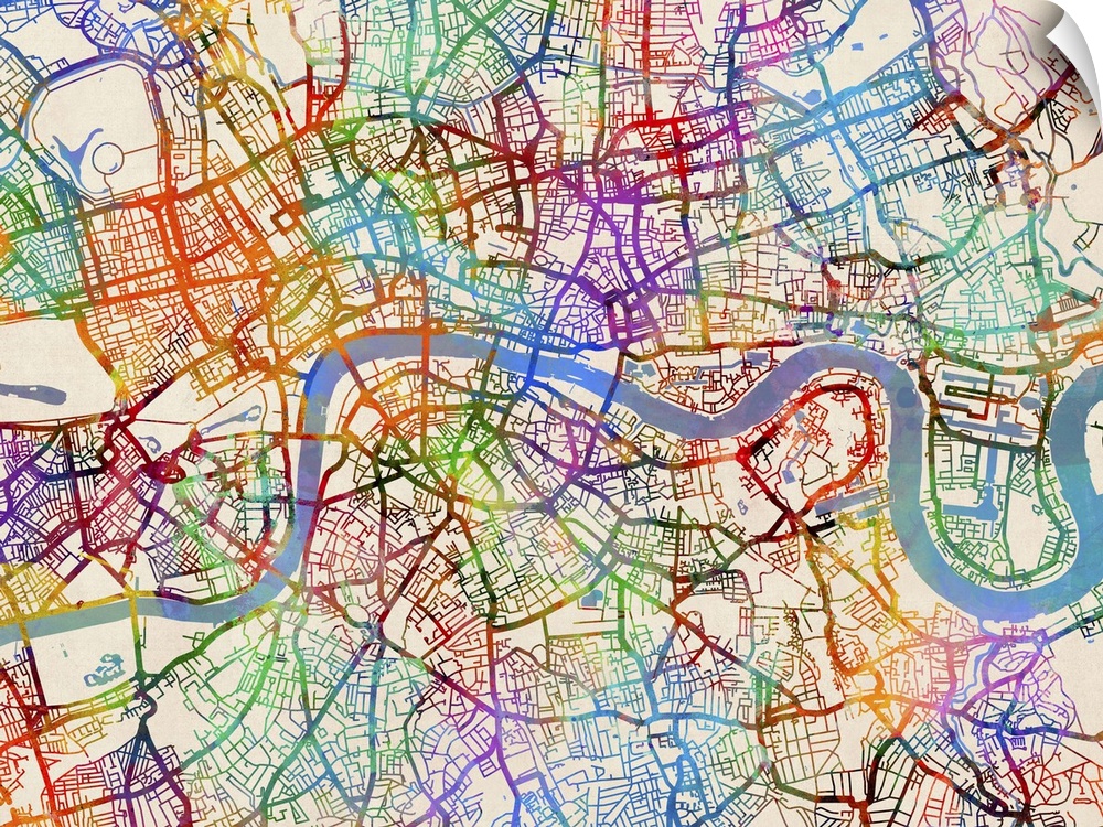Contemporary colorful city street map of London.