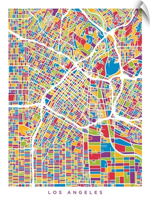 Los Angeles City Street Map, Multicolor